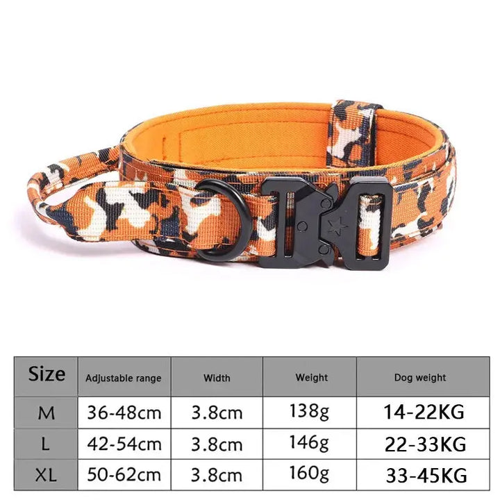Collar táctico ajustable para perros con cuerda de tracción DS