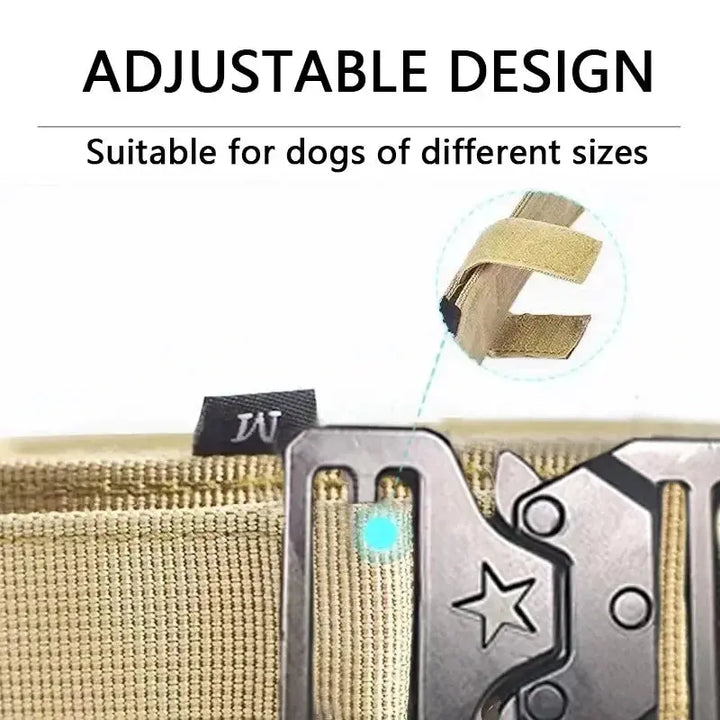 Collar táctico ajustable para perros con cuerda de tracción DS