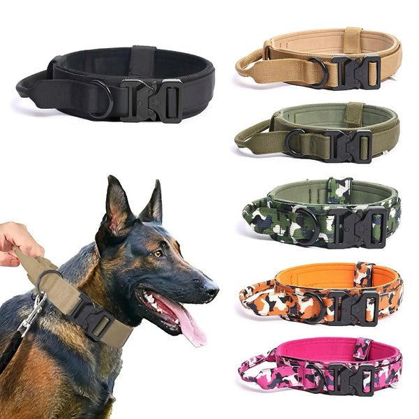 Collar táctico ajustable para perros con cuerda de tracción DS