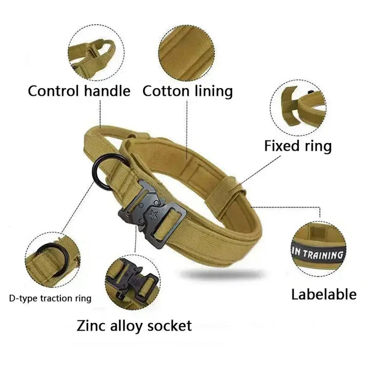Collar táctico ajustable para perros con cuerda de tracción DS