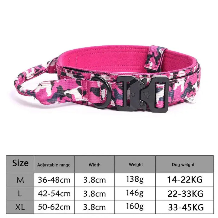 Collar táctico ajustable para perros con cuerda de tracción DS